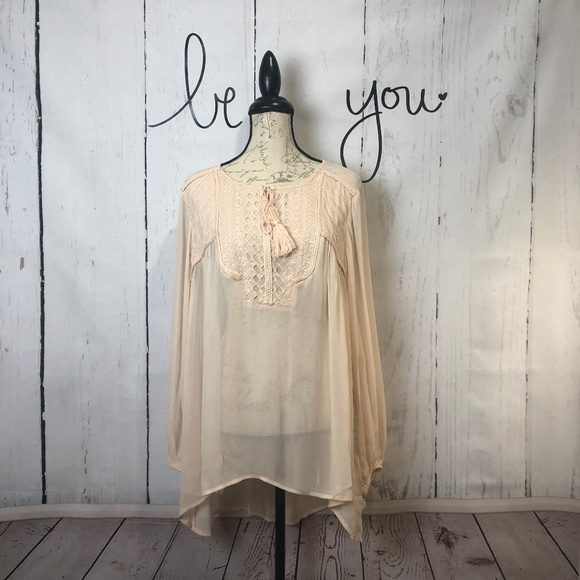 Sundance Tops - NWT Sundance Peach Blush Embellished Hi-Lo Blouse